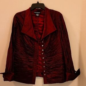 Cache Dressy Rhinestone Burgundy Jacket size 16W